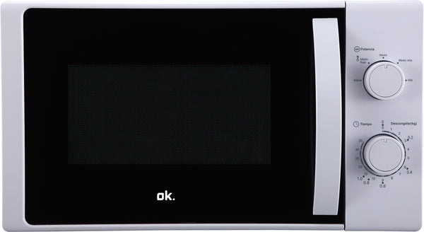Microondas - OK OMW 20243W, 700 W, 5 Niveles de Potencia, 20 l, Control Mecánico, Blanco