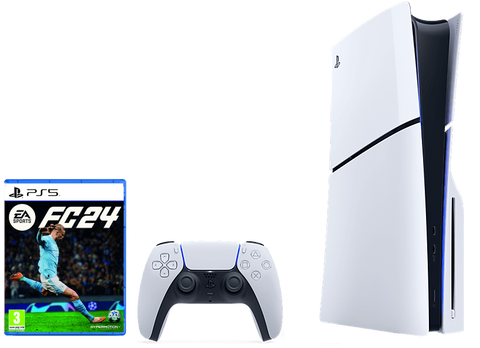 Pack Consola + Juego - Sony PlayStation 5 Slim Standard, 1 TB SSD, 4K, 1 mando, Chasis D, Blanco + PS5 EA Sports FC 24