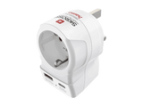 Adaptador enchufe - Hama 00223478, Eu a UK, Con 2 puertos USB, 20W, Blanco