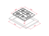 Placa de gas - Teka HLX 640, 4 zonas, Gas butano, Integrable, 58 cm, Acero inoxidable