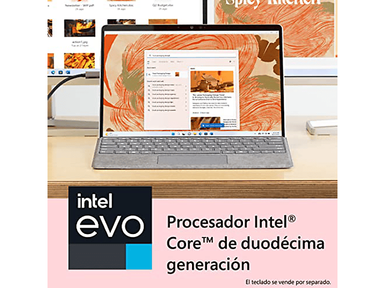Convertible 2 en 1 - Microsoft Surface Pro 9, 13 2K QHD+, Intel® Evo™ Core™ i7-1255U, 16 GB RAM, 1 TB SSD, W11 Home, Platinum