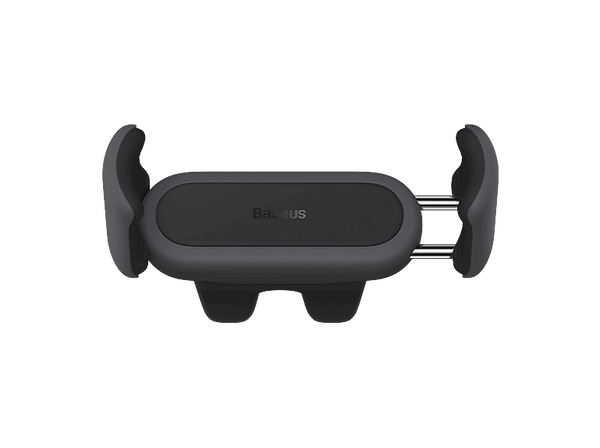 Soporte de móvil para coche - Baseus Steel Cannon 2, Universal, Para rejilla de coche, Clip doble con revestimiento de silicona, Rotación 360º, Negro