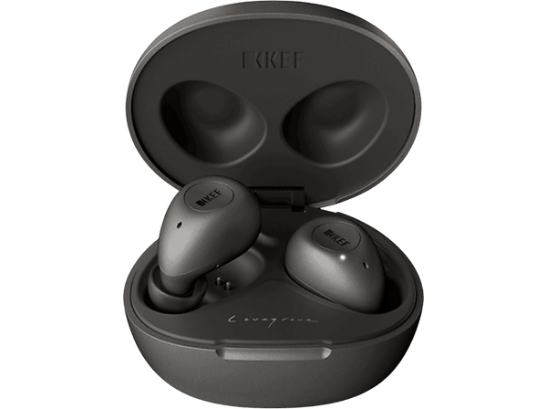 Auriculares True Wireless - KEF Mu3, Autonomía de 24 h, Resistencia IPX5, Cancelación de ruido, Gris Carbón