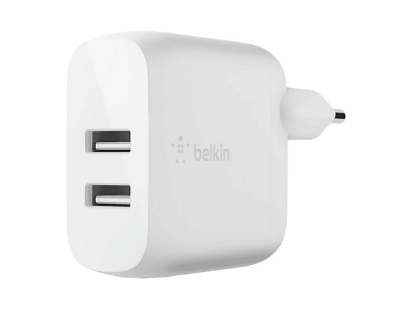 Cargador de pared - Belkin BoostCharge Cargador de pared USB-A doble de 24 W, Universal, Blanco