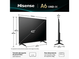 TV LED 43 - Hisense 43A6Q, UHD 4K, Quad Core/MT9603,  IA 4K Upscaler, Modo Juego Plus, Control por voz, Negro