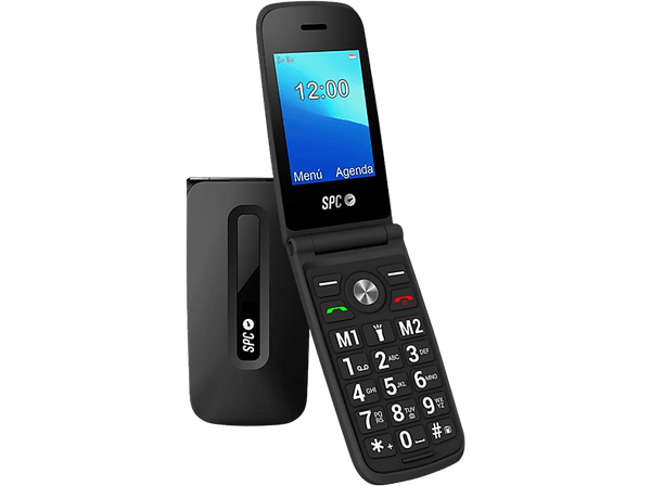 Móvil - SPC Titan, Negro, 2.4" QVGA, Dual SIM, Plegable, 500 contactos, Radio FM, 800 mAh, VGA, Alarma