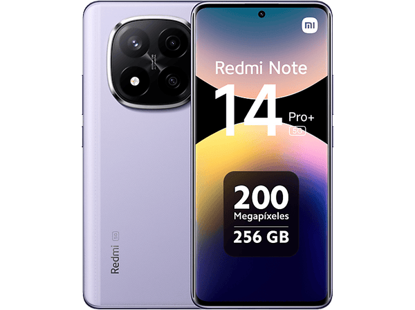 Móvil - Xiaomi Redmi Note 14 Pro+ 5G, Morado lavanda, 256 GB, 8 GB RAM, 6.67" AMOLED 1.5K, Snapdragon 7s Gen 3., 5110 mAh