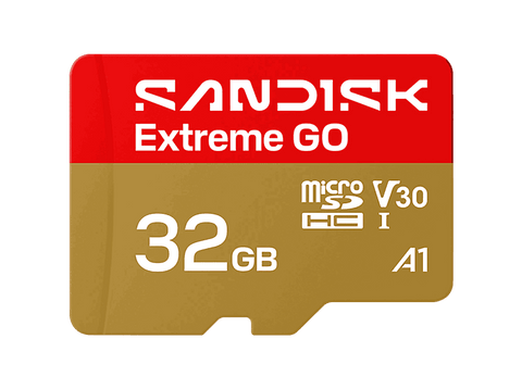 Tarjeta Micro SD - SANDISK Extreme GO, 32 GB, Hasta 100MB/s de lectura, UHS-I, Vídeos en 5K y 4UHD, U3, V30, A1, C10, Apta Drones, Oro