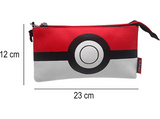 Estuche - Pokémon, Triple compartimento, Cremallera, 23x12 cm