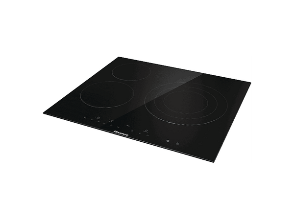 Placa vitrocerámica - Hisense E6332BSCE, 3 zona(s), 30 cm Zona Grande, 59 cm Ancho, Temporizador, Control Táctil, Negro