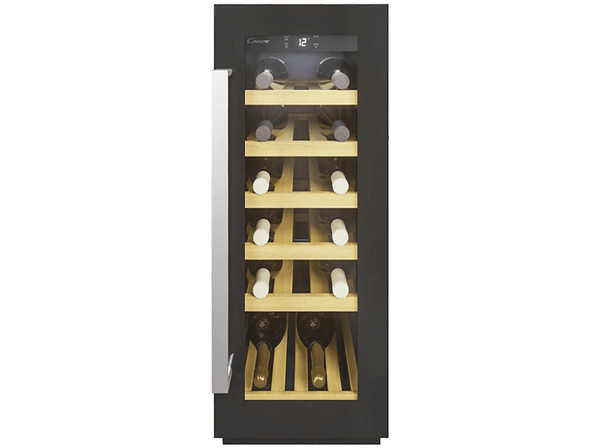 Vinoteca integrable - Candy CCVB 30/1, 58 l, 20 botellas, Anti UV, Iluminación LED, 81.3 cm, Negro