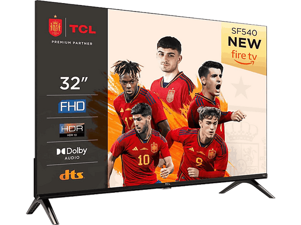 TV DLED 32" - TCL 32SF540, Fire TV, Full-HD, Procesador cuatro nucleos, HDR10, Dolby audio, Negro
