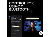 Lámpara - Logitech Litra Beam LX, RGB Lightsync, Tecnología TrueSoft, Temperatura de color, brillo y RGB ajustables, USB-Bluetooth, Dos caras, Negro