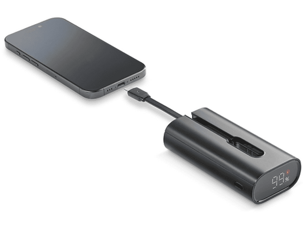 Powerbank - CellularLine PBLINK10000K, 10000 mAh, Con cable USB- C integrado, Negro
