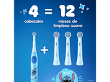 Recambio para cepillo dental - Oral-B iO Kids 6+, Diseño Stitch by Disney, Suave con dientes flojos y encías, 4 unidades