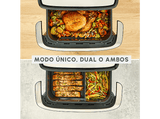Freidora de aire - Moulinex Dual Easy Fry Flex EZ922D, 2700W, 9L, 7 programas, Separador de cesta, 40°C-200°C, hasta 8 personas, Negro