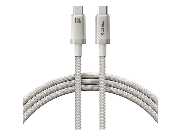 Cable USB-C - Baseus TITANIUM ALLOY, Carga rápida, Tipo C a Tipo C, Alta resistencia, 100 cm, Universal, 100 W, Dorado Galaxy