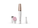 Depiladora facial - Braun FaceSpa Pro SE912, Depiladora facial Todo en 1, Con cepillo limpiador, Cabezal de microvibraciones, Blanco y bronce