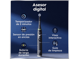 Cepillo eléctrico - Oral-B iO 6S, 5 modos, Seguimiento con app, Pantalla interactiva, Sensor de presión, 4 cabezales, Negro mate, Edición Navidad