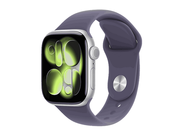 Apple Watch Series 11 (2025), GPS, 42 mm, Caja de aluminio Plata, Correa deportiva Niebla lila, M/L, Calidad del sueño, 24h Autonomía