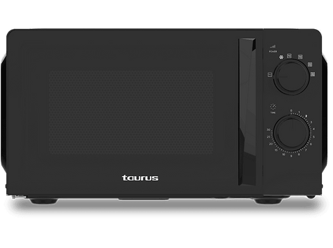 Microondas - Taurus Ready Ver.II, 700 W, 6 Niveles de Potencia, 20l, Temporizador 30 min, Descongelación, Luz Interior, Puerta de Cristal, Black