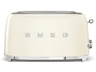 Tostadora - Smeg TSF02CREU, 1500W, 4 rebanadas, 6 niveles, Función descongelar y bagel, Vintage, Crema