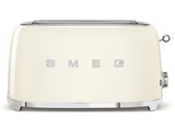 Tostadora - Smeg TSF02CREU, 1500W, 4 rebanadas, 6 niveles, Función descongelar y bagel, Vintage, Crema