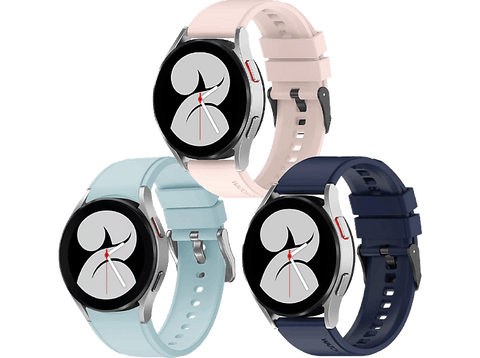 Pack Correas - Friendly License FRSWB104, Silicona, Samsung Galaxy Watch FE, Celeste, Rosa, Azul