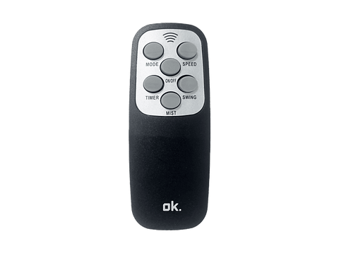 Ventilador de pie - ok. OSFW 407526 B ES, 75W, 3 Velocidades, Motor AC, Función nebulizador de agua, Temporizador 7.5h, Negro