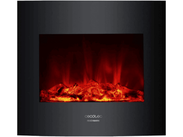 Estufa eléctrica - Cecotec Ready Warm 2600 Curved Flames, Chimenea, Decorativa, Tamaño 26", 2000 W, Negro