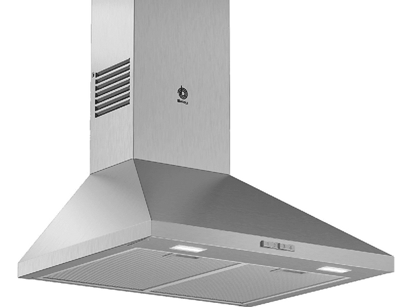 Campana decorativa - Balay 3BC666MX, Decorativa, Iluminación LED, 570 m3/h, Filtro aluminio, Inox