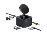 Docking Station - Baseus Serie MagPro II HUB 7 en 1, Con Carga Inalámbrica Magnética de 15W, Qi2, Pantalla dual 4k, Ultrarrápido 100W, Negro