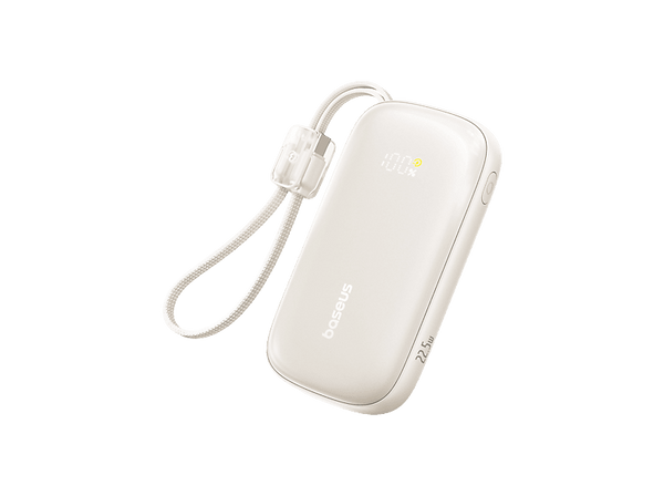 Powerbank - Baseus EnerFill  FC21 Qpow 3, 10000mAh, 22.5W, Carga rápida, Con cable  USB-C a iP, Natural Titanium