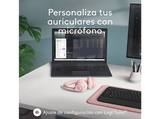 Auriculares inalámbricos - Logitech Zone 300, Bluetooth, Micrófonos (volteable) con cancelación de ruido, Hasta 20h batería, Multidispositivo, Rosa
