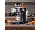 Cafetera express - Cecotec Power Espresso 20 Barista Steel & Grind, 20 Bares, Molinillo integrado, Vaporizador, Doble Thermoblock, 2200 W, Plata