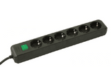 Regleta - Brennenstuhl 149908, Eco, 6AC, Interruptor, Negro