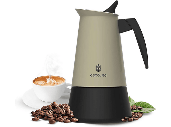Cafetera tradicional - Cecotec Piccolina 600, Acero inoxidable, 6 Tazas, 300 ml, Verde