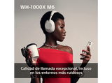 Auriculares inalámbricos - Sony WH-1000XM6, Cancelación ruido, 30h Autonomía, Hi-Res, Carga Rápida, Cómodo, Plegable, iOS/Android, Plata