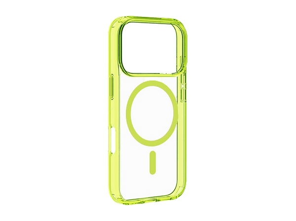 Funda móvil - CellularLine ICONIC MAG, Para iPhone 17 Pro Max, Ultrarresistente, MagSafe, Lima y Transparente