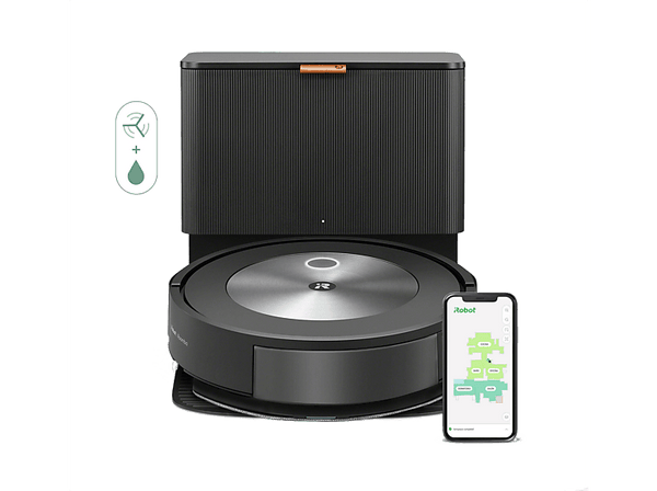 Robot friegasuelos - iRobot Roomba Combo j5+, 750 w, 360 ml, 72 min Autonomía, Grafito