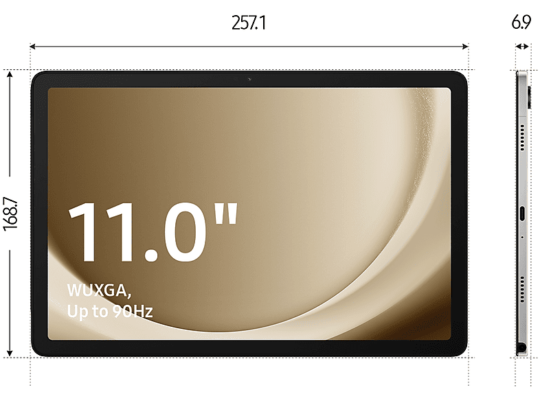 Tablet - Samsung Galaxy Tab A9+ 5G, 128GB, 8GB RAM, Plata, 11, WQXGA, Qualcomm, Android 13