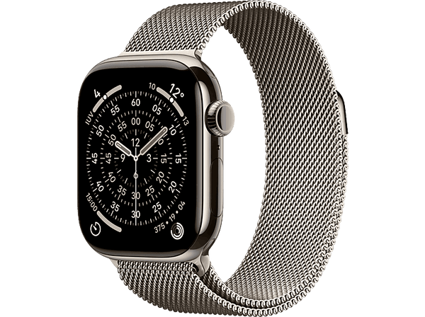 Apple Watch Series 11 (2025), GPS+CEL, 46 mm, Caja de titanio Natural, Correa Milanese Loop Natural, M/L, Calidad del sueño, 24h Autonomía