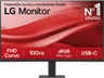 Monitor - LG 27U421A-B, 27" Full-HD, 100 Hz, 5 ms, VA curvo 1500R, HDMI, USB-C, Black Stabilizer, Negro mate