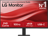 Monitor - LG 27U421A-B, 27 Full-HD, 100 Hz, 5 ms, VA curvo 1500R, HDMI, USB-C, Black Stabilizer, Negro mate