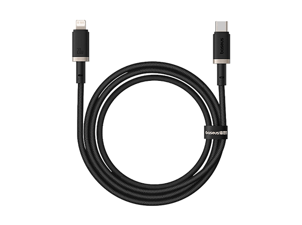 Cable USB a Lightning - Baseus DURA, Lightning a Tipo-C, Carga rápida, Cable trenzado ultrarresistente de 200 cm, Universal, 20W, Dorado y Negro