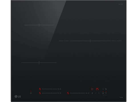Placa inducción - LG CI5Z2421BN, 3 zonas, Zona grande de 32 cm,  Stop&Go, ThinQ™, Negro