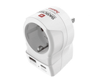 Adaptador de viaje - Hama 00223479, De EU a US, Con 2 puertos USB, 20W,  Blanco