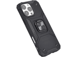 Funda - Isy ISC 6108, Compatible con iPhone 16 Pro Max, Resistente a Golpes, Soporte Plegable Integrado, Negro