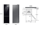 Frigorífico combi -  Samsung BESPOKE SMART AI RB38C7B6D22/EF, No Frost, 203 cm, 390l,  All Around Cooling, Metal Cooling, WiFi, Negro