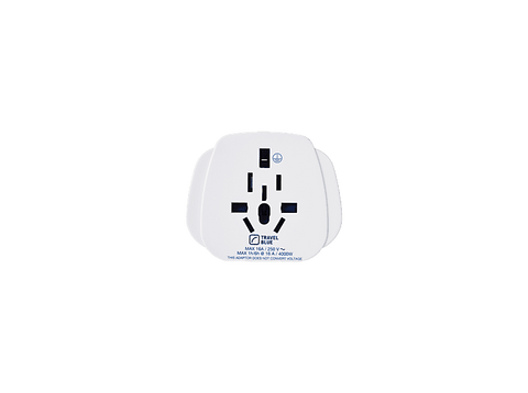 Adaptador enchufe - Travel Blue SP0111, 4000W, Sólo para uso interior, Schuko (europeo) con conexión de tierra (puesto a tierra), Blanco